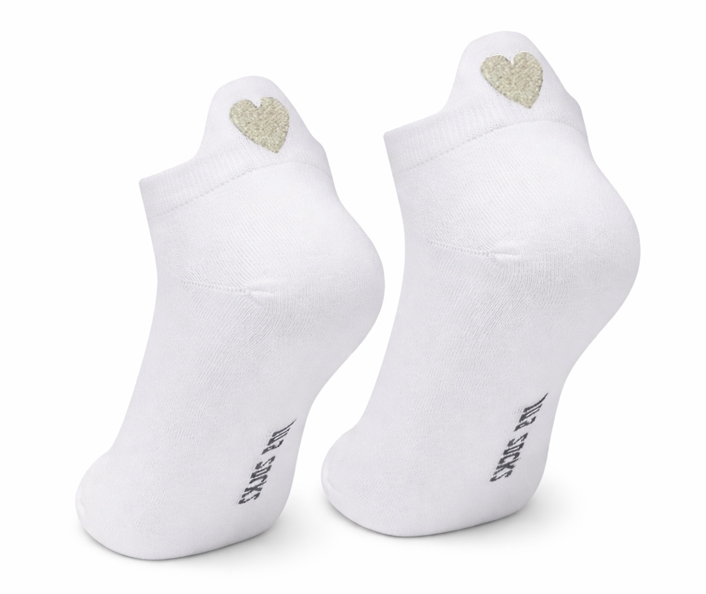 Lua Golden Heart Sneaker Socken in Weiß mit Herz in Champagner