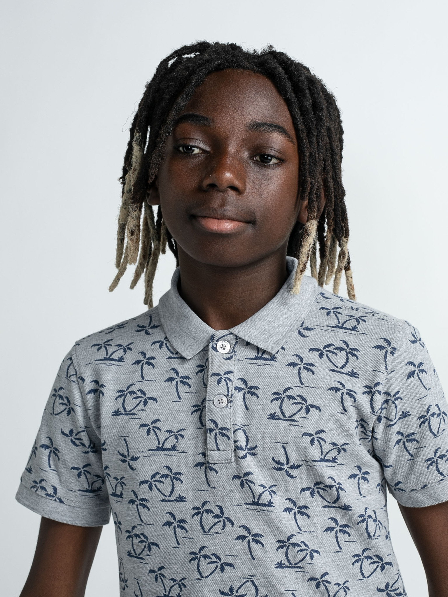Petrol Industries Jungs Kurzarm Polo Shirt in Grau - Palmen