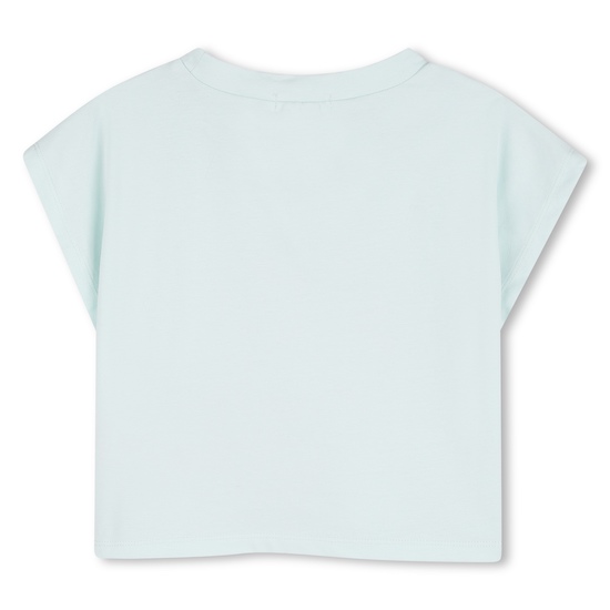 Billieblush Kurzarm Cropped T-Shirt in Aqua Blau mit Glitzer Sea Sun Holidays Billieblush Kurzarm Cropped T-Shirt in Aqua Blau mit Glitzer Sea Sun Holidays