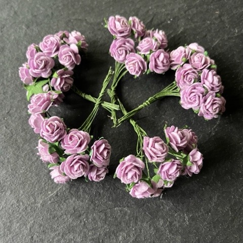 Wowzers Blüten aus Maulbeerpapier - Mini Roses -10 Mini Rosen in Flieder