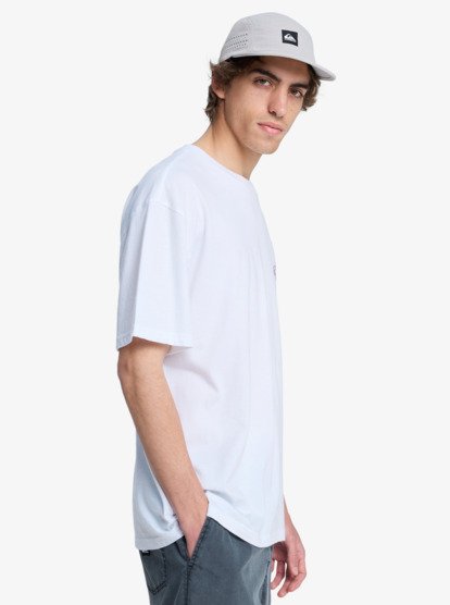 Quiksilver Quikglobe Kurzarm T-Shirt für Männer in Weiß mit Funky Blau & Pink Print 