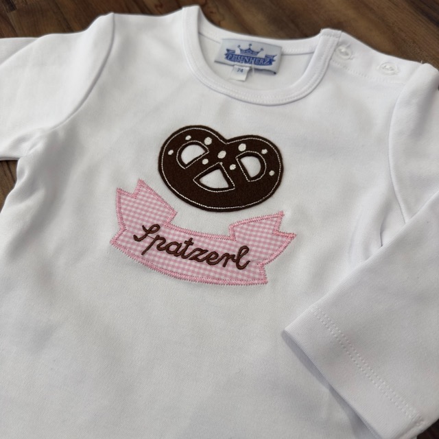 P.Eisenherz Langarm T-Shirt Spatzerl mit Brezel Rosa