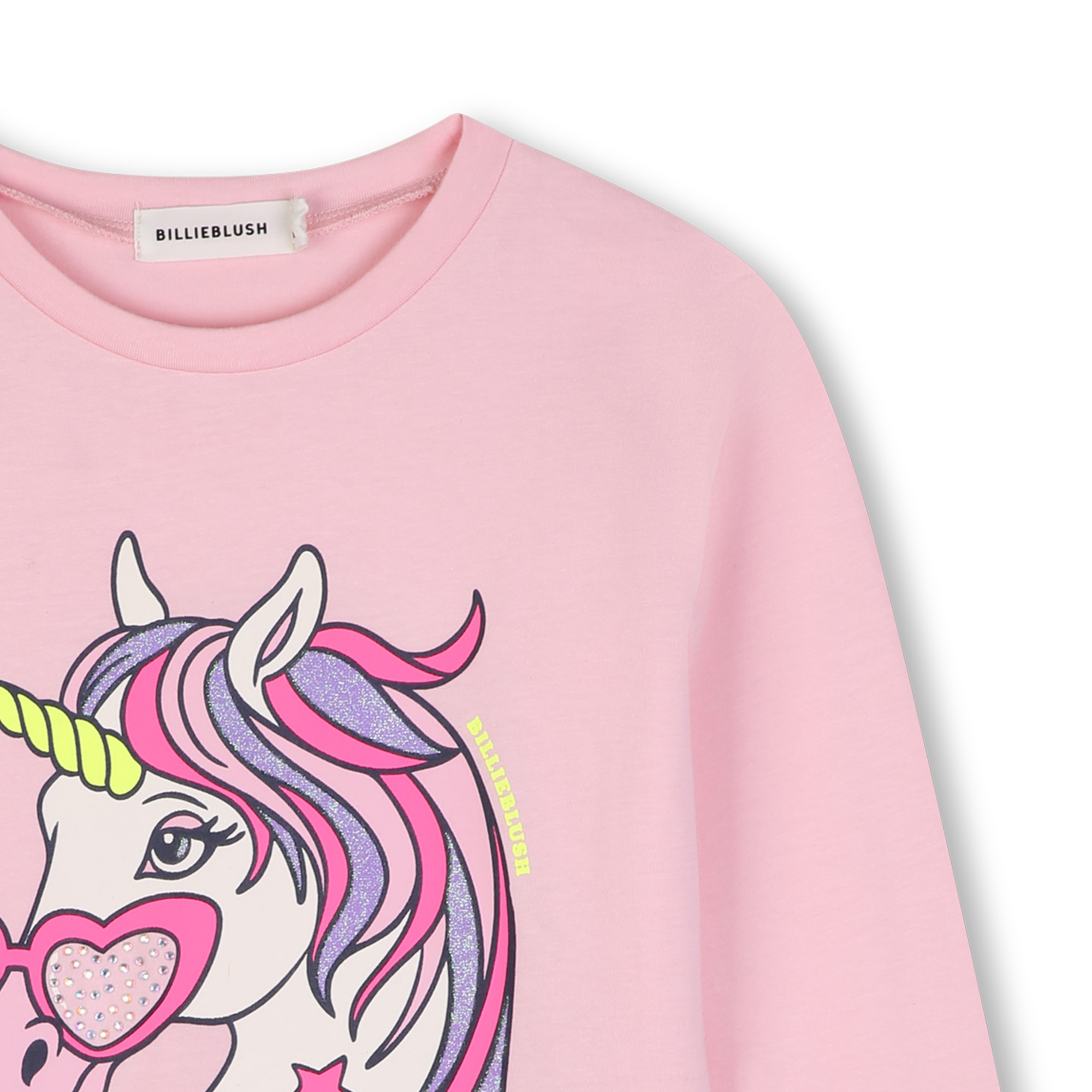 Billieblush Langarm Shirt in Rosa mit Neon Glitzer Einhorn - Dreamer Billieblush Langarm Shirt in Rosa mit Neon Glitzer Einhorn - Dreamer