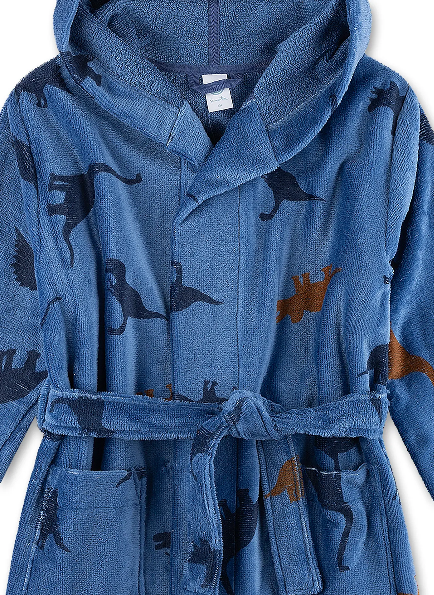 Sanetta Bademantel Frottee Baumwolle in Blau mit Dinosaurier Sanetta Bademantel Frottee Baumwolle in Blau mit Dinosaurier