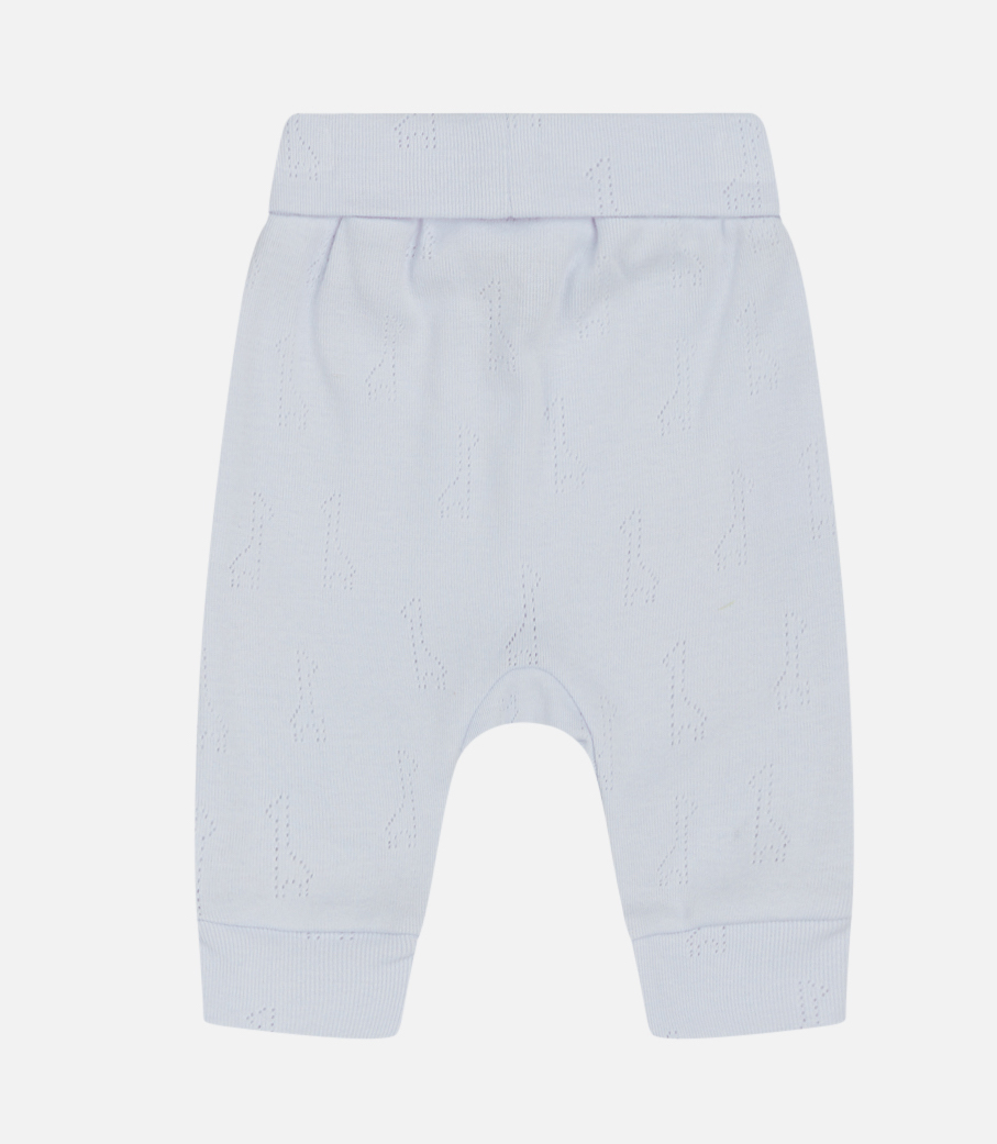 Hust & Claire Lilo Baumwolle Baby Hose in Hellblau - Giraffen Lochmuster