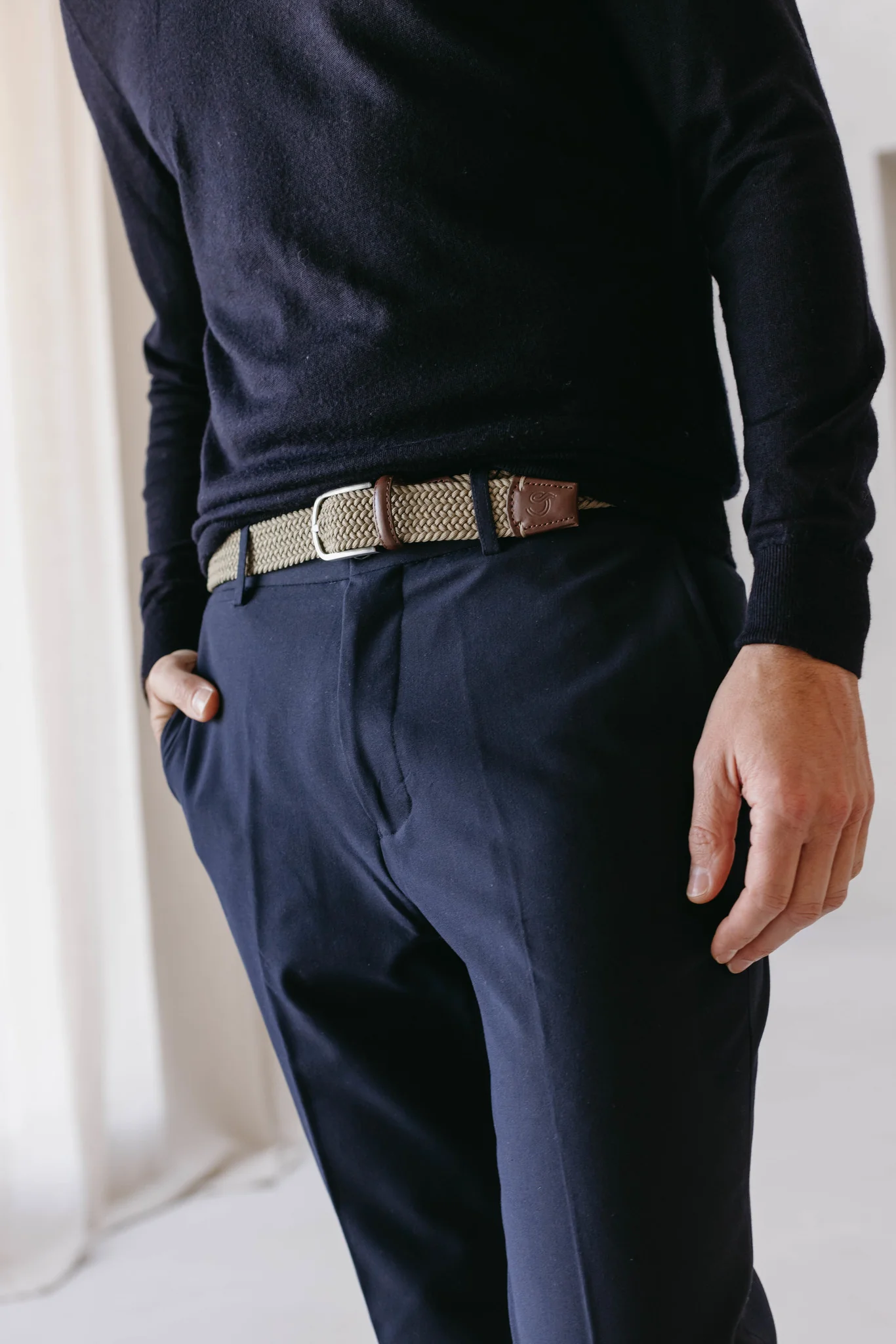 La Boucle DUBAI Herren Stretch Gürtel Mono Beige La Boucle DUBAI Herren Stretch Gürtel Mono Beige