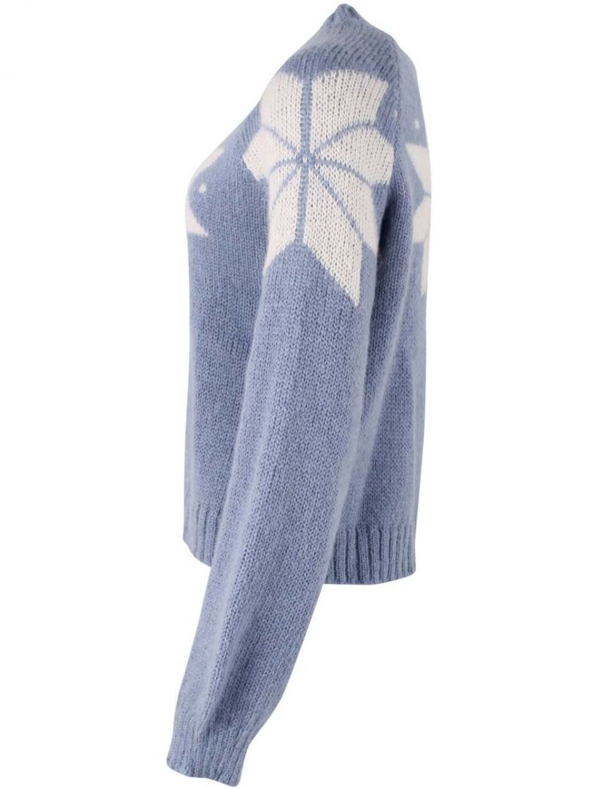 12177-3665-2 Danefae Pullover Danefantastic Flakes Sweater in Hellblau/Weiß - SALE