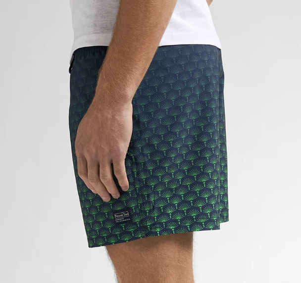 Petrol Industries Herren Badehose in Navy mit allover Palmen in grün