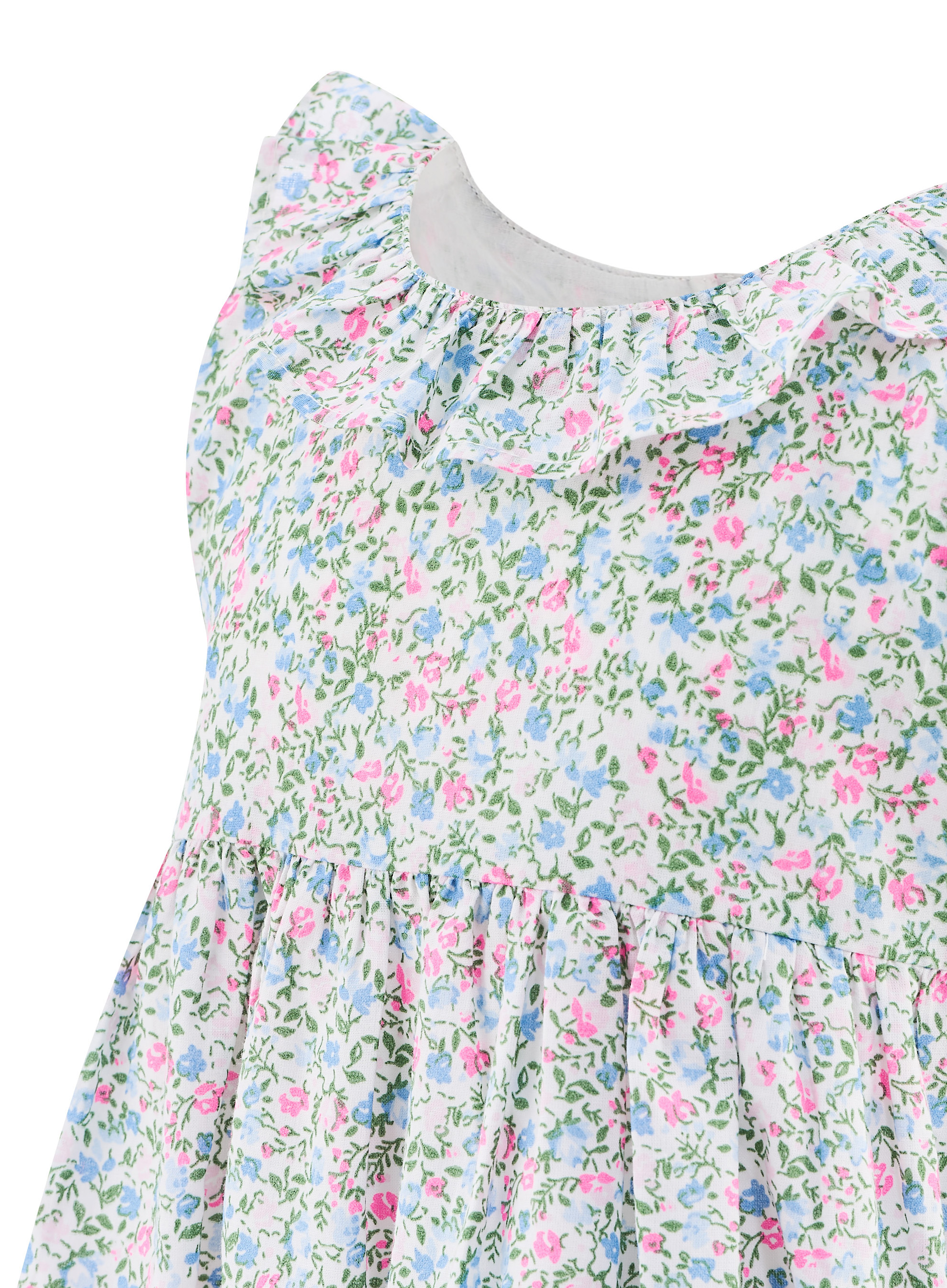 Happy Girls Kleid mit Blumen Allover Blau & Neon Blümchen - SALE Happy Girls Kleid mit Blumen Allover Blau & Neon Blümchen - SALE
