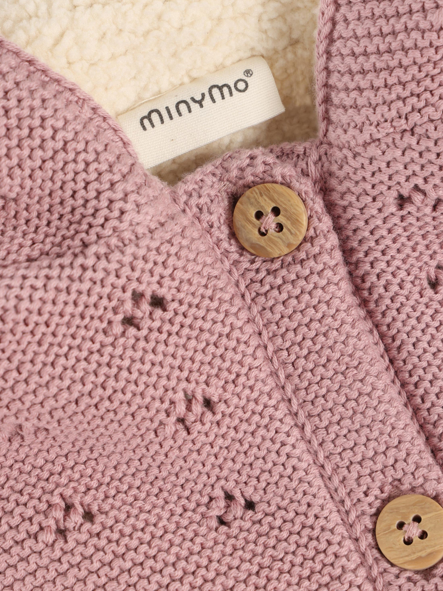 Minymo Baby Strickjacke mit Teddyfutter - Altrosa Minymo Baby Strickjacke mit Teddyfutter - Altrosa