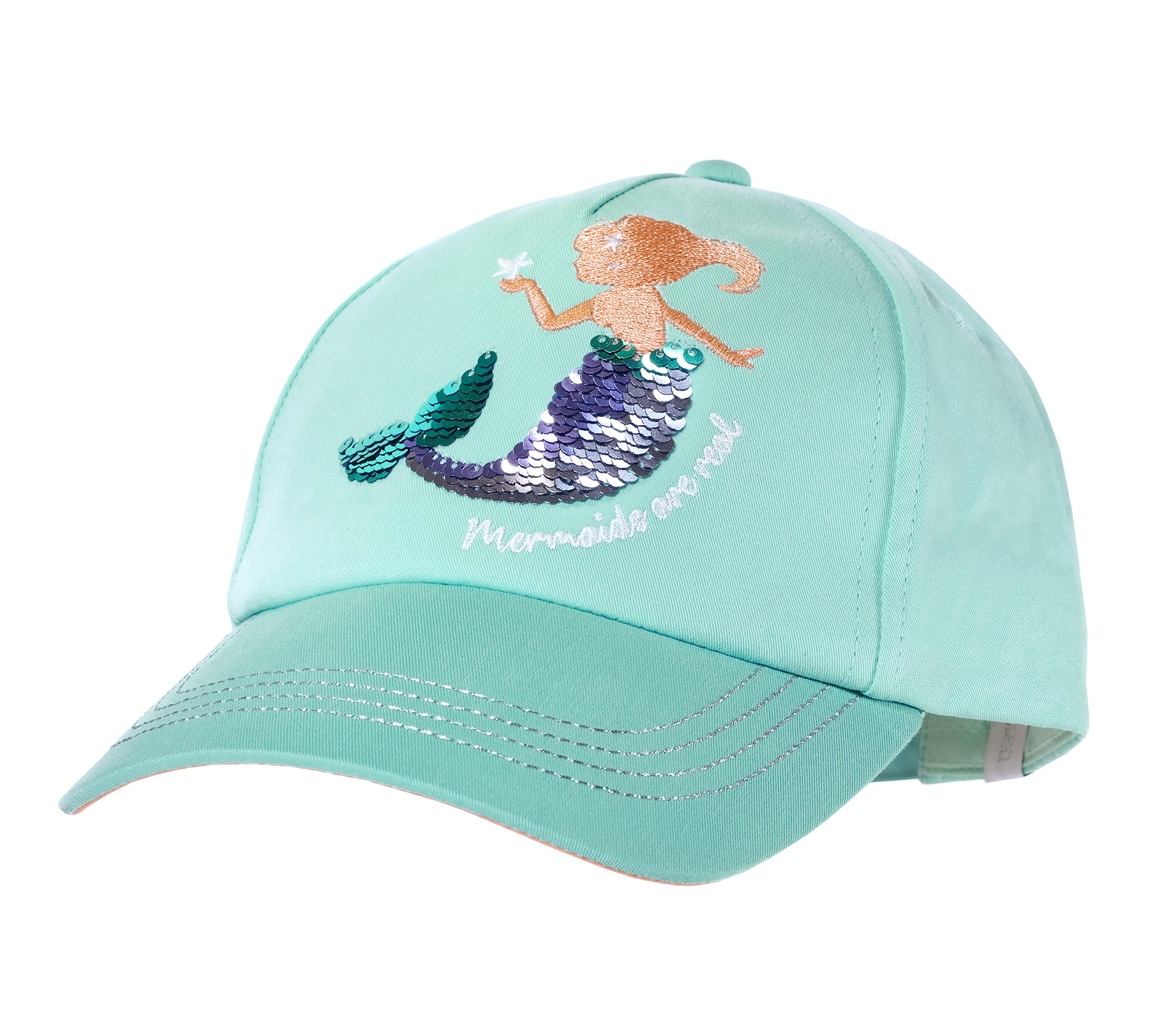 Maximo Cap in Aqua Blau mit Wendepailletten - Meerjungfrau