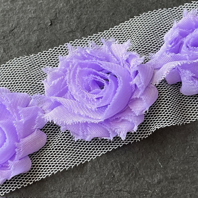 Wowzers Petit Shabby Chic Stoffblume - Flieder - 3 Blumen 