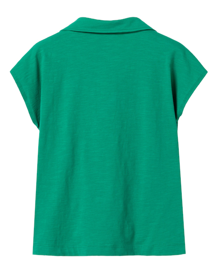 Mademoiselle YeYe Pitchside T-Shirt mit Kragen & Tasche in Pepper Green - Grün