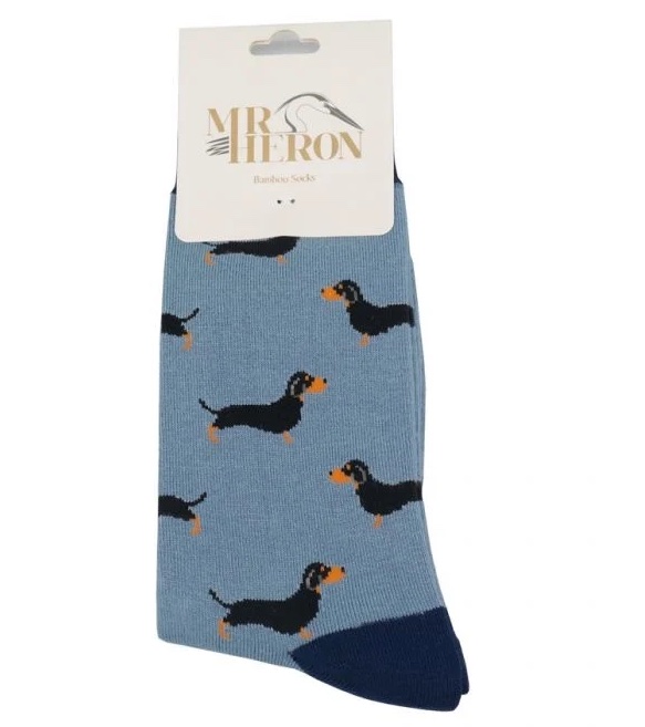 Mr. Heron Bambus Herren Socken in Denim Blau - Dackel Allover Mr. Heron Bambus Herren Socken in Denim Blau - Dackel Allover