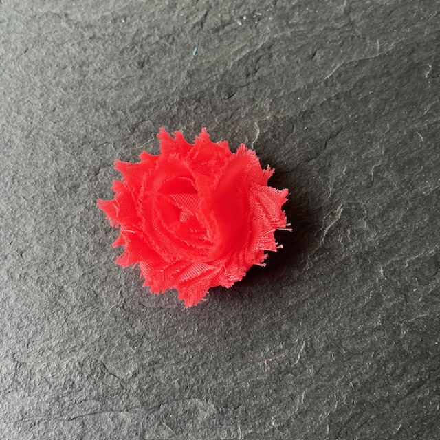 Wowzers Petit Shabby Chic Stoffblume Blüte am Band - Neon Coral- 3 Blumen 