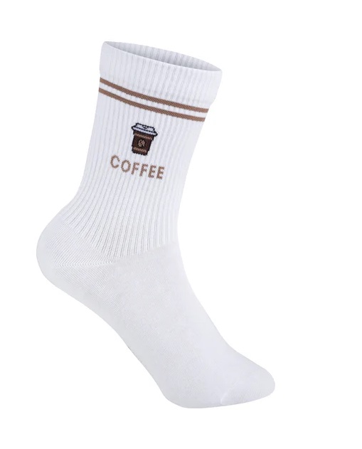 My Day My Dream Socken in Weiß mit Braun - Kaffee