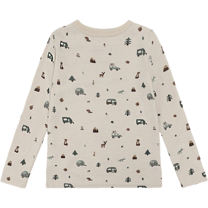 Hust & Claire Awo - Wolle Langarm Unterhemd bzw. Pyjama Oberteil in French Oak Beige - Camping