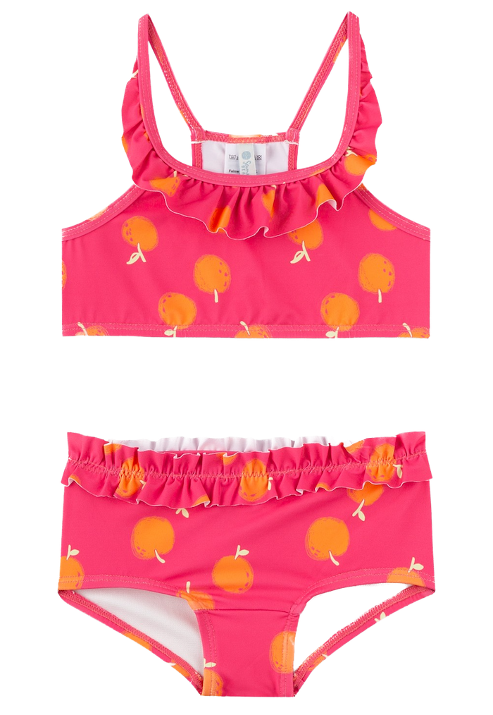 Sanetta Bikini mit Rüschen in Pink mit Orangen
