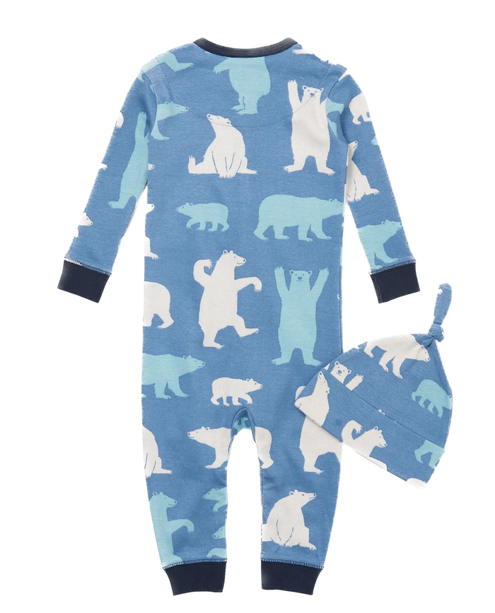Little Blue House Baby Overall Strampler & Mütze Set - Eisblau Eisbären - SALE Little Blue House Baby Overall Strampler & Mütze Set - Eisblau Eisbären - SALE