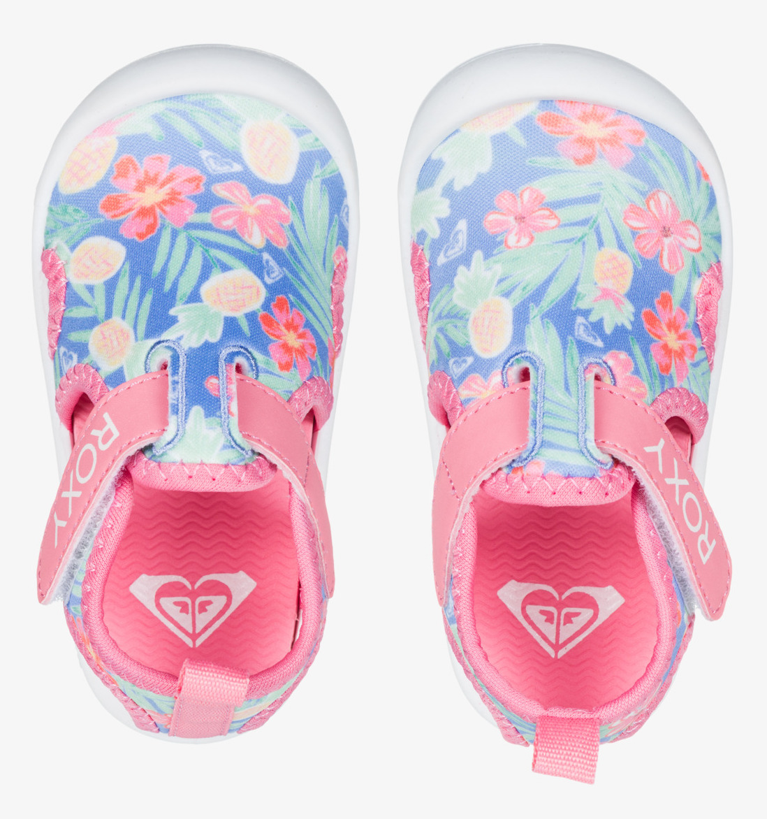 Roxy Girls Grom - Slip-on-Badeschuhe Blue Mist Blau mit Blumen Roxy Girls Grom - Slip-on-Badeschuhe Blue Mist Blau mit Blumen