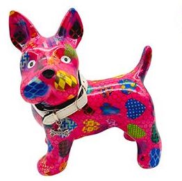 Pomme pidou Spardose Hund Boomer Medium in Pink mit Herzen