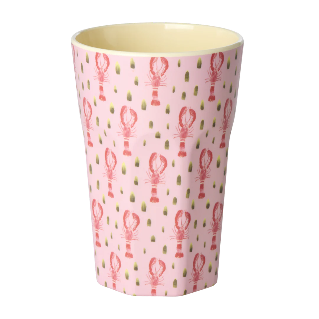 RICE Tall Melamin Großer Becher - Pink - Pink Lobster Print - Hummer