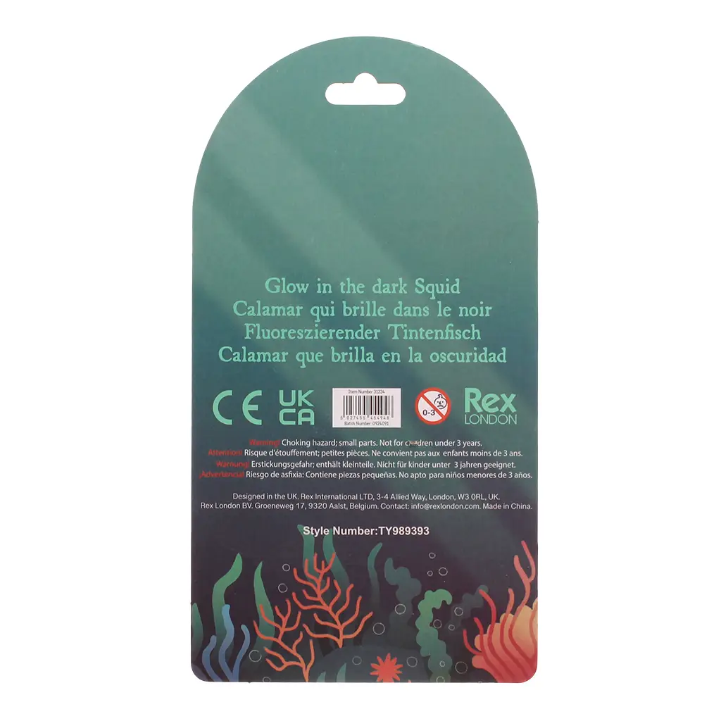 REX LONDON Leuchtendes, Weiches Spielzeug - Tintenfisch - Glow in the Dark
