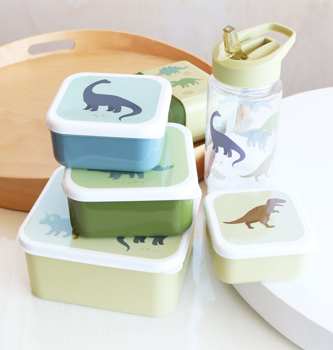 A Lovely Little Company Brotzeitbox Set von 4 - Dinosaurier