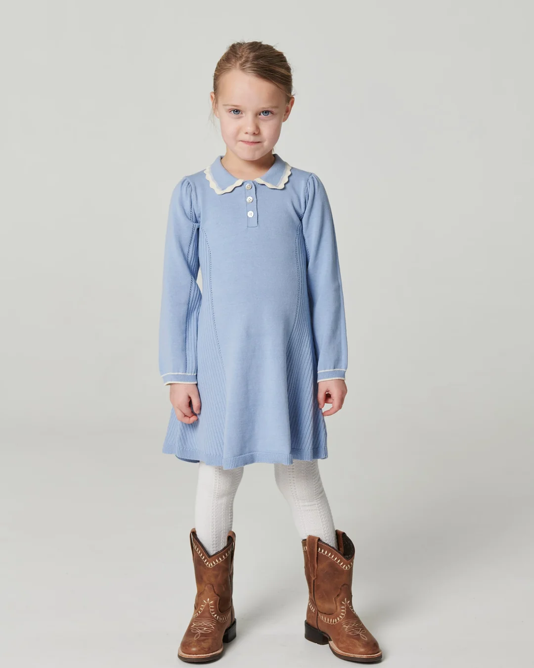 Copenhagen Colors Peplum Strickkleid in Endless Blau 
