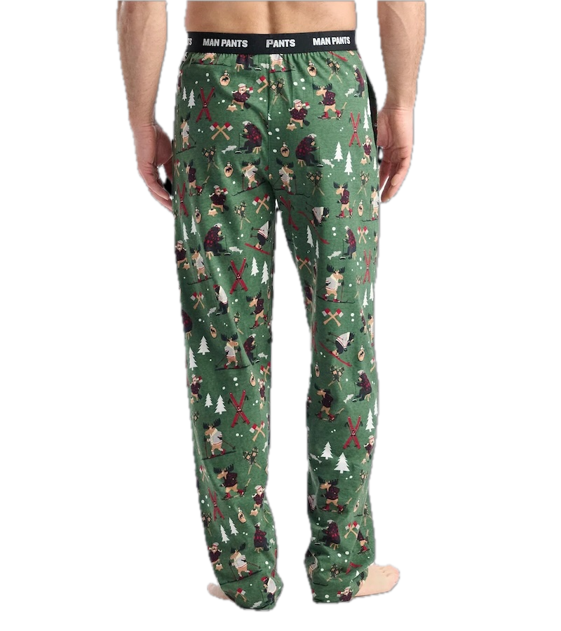 Northern Winter Man Pants Herren-Pyjamahose in Grün aus 100 % Baumwolle – Skifahren & Eisfischen