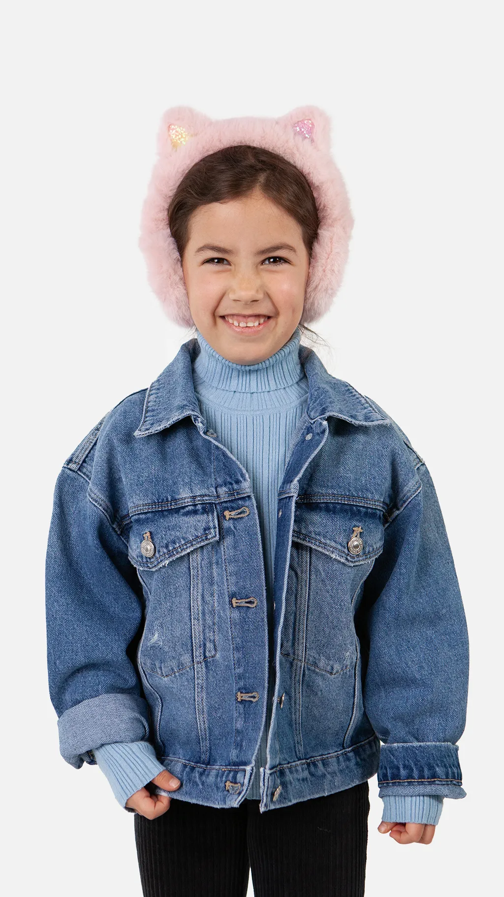 Barts Kids Twincky Ohrwärmer Earmuffs mit Kunstfell & Regenbogen Glitzer in Rosa mit Öhrchen