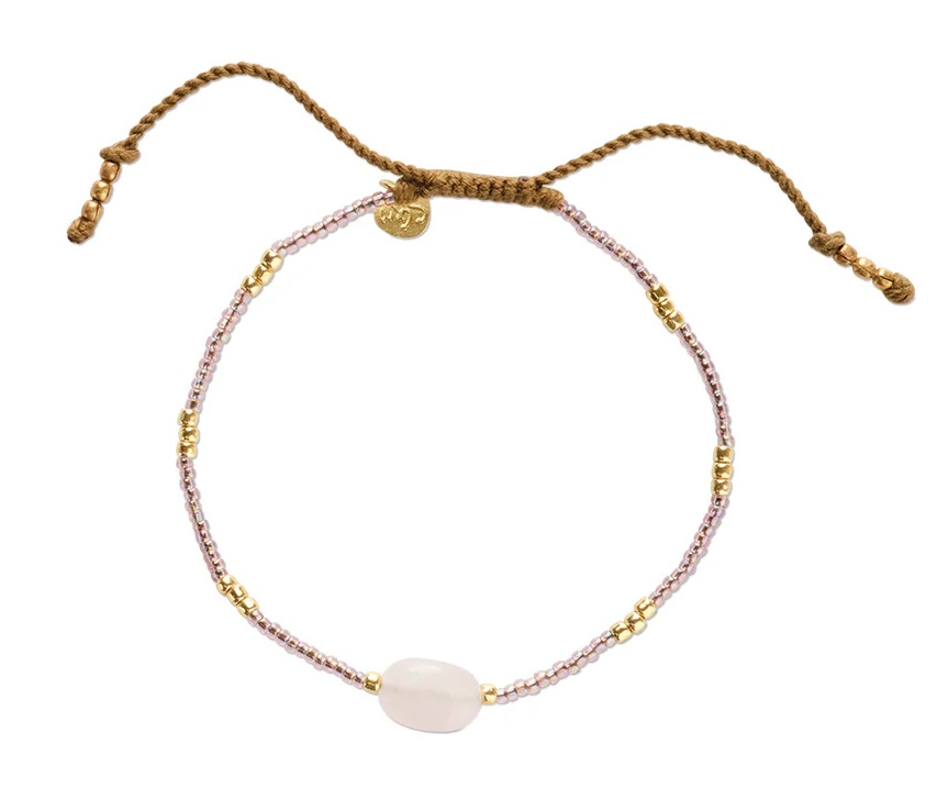 A Beautiful Story Wanting Goldfarbenes Rosenquarz-Armband