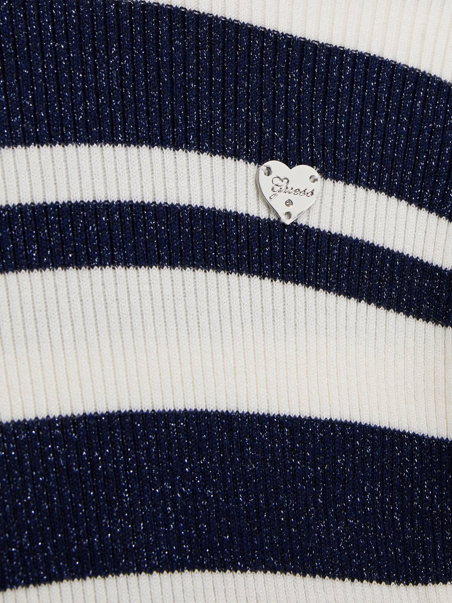 Guess Strickkleid mit Rollkragen Creme & Navy Glitzer Gestreift Guess Strickkleid mit Rollkragen Creme & Navy Glitzer Gestreift