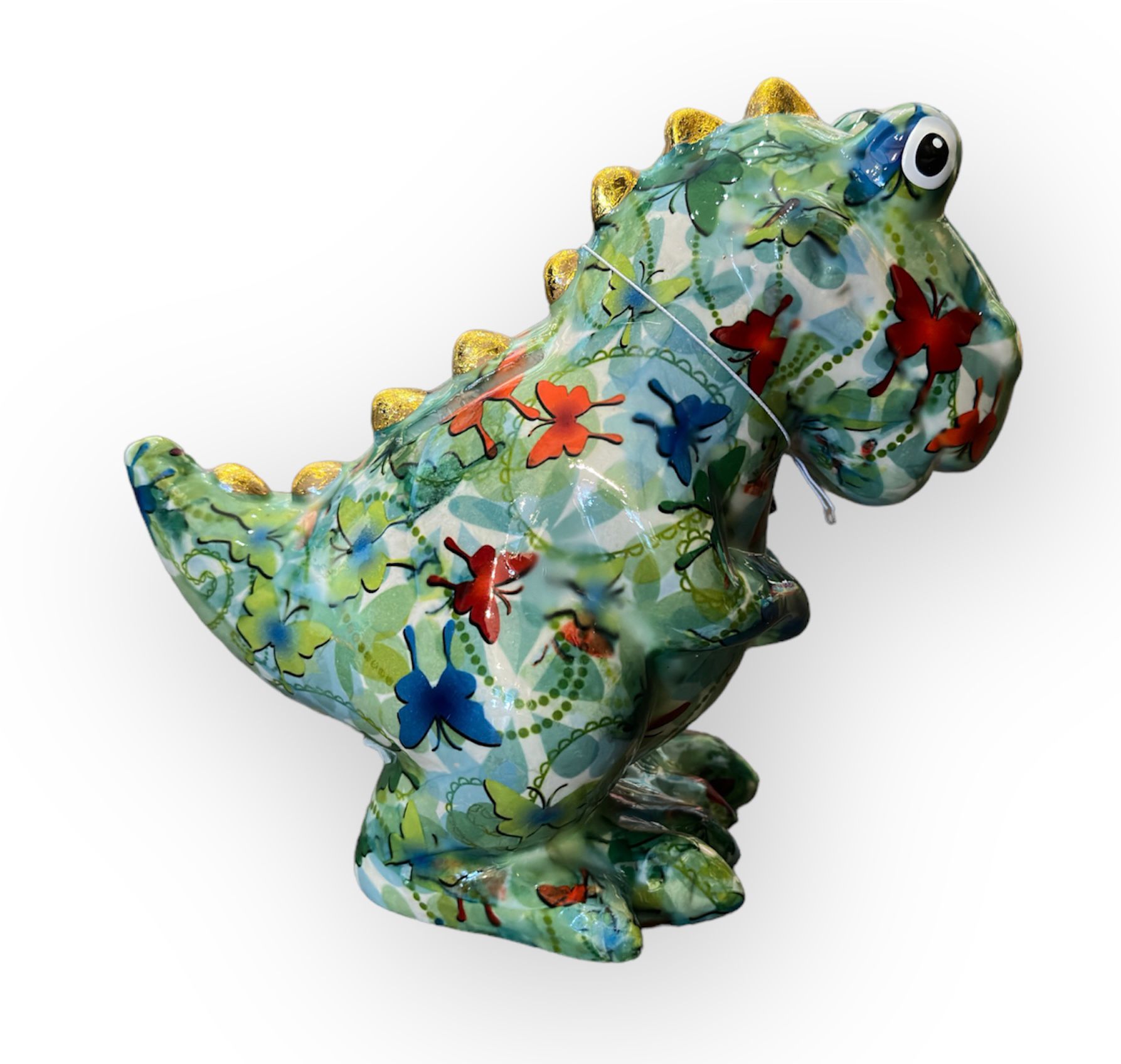 Pomme pidou Spardose Dino Tito in Grün & Blau - Schmetterlinge
