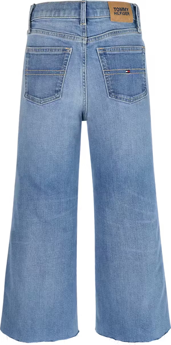 Tommy Hilfiger knöchellange Jeans mit weitem Bein für Mädchen Light Used Denim Blau
