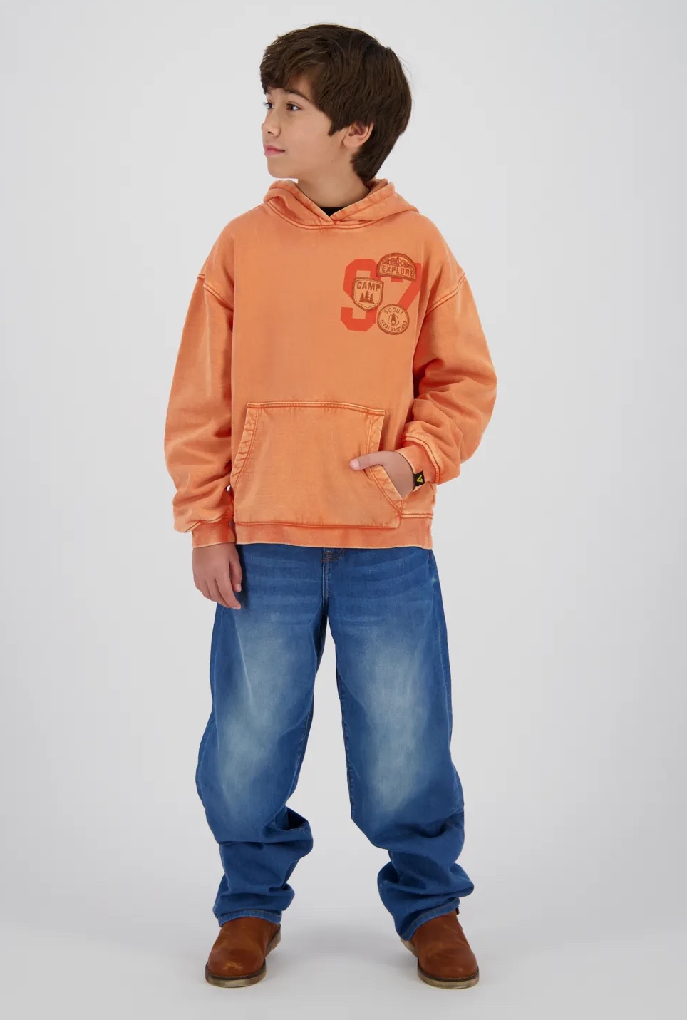Vingino Nicolai Hoody Sweatshirt in Vintage Orange - Explore Camp - SALE