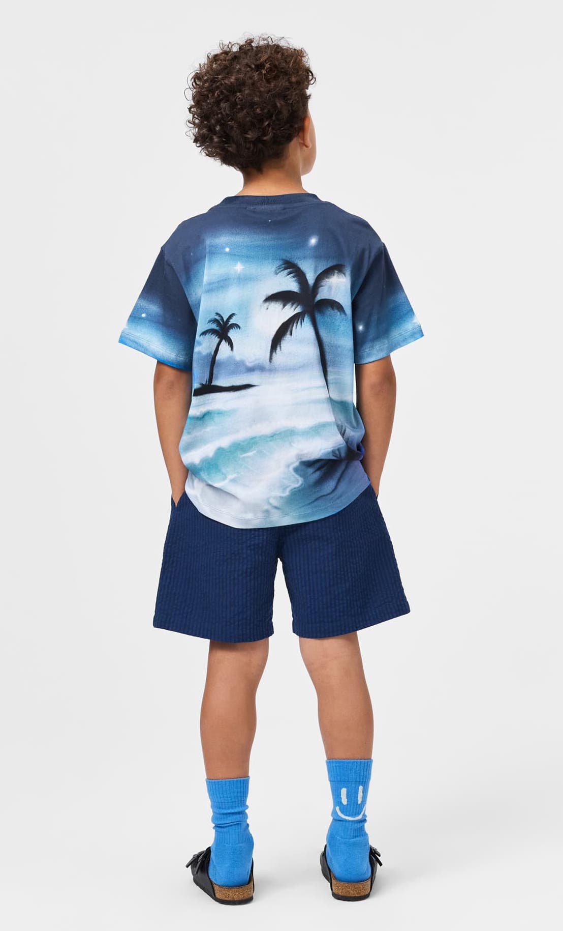 Molo Arto Oceanica Seersucker Shorts in Navy Blau Molo Arto Oceanica Seersucker Shorts in Navy Blau