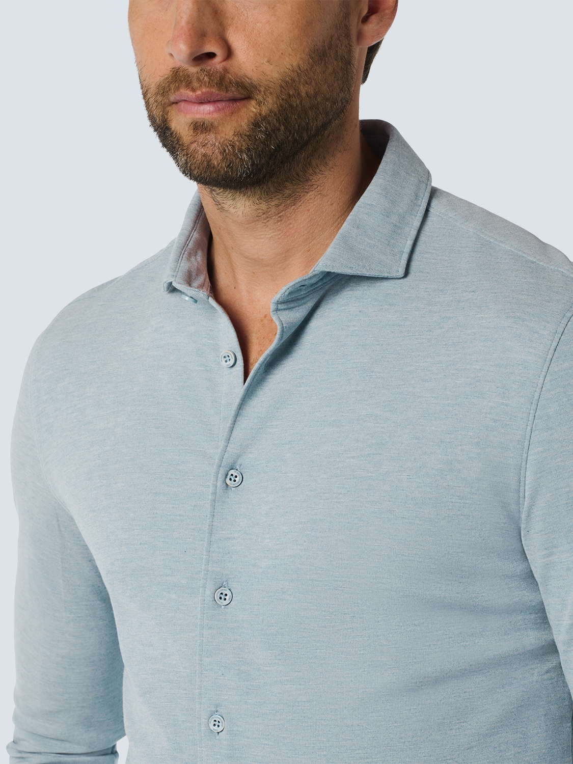 No Excess Jersey Melange Hemd mit Stretch - Cloud/Hellblau No Excess Jersey Melange Hemd mit Stretch - Cloud/Hellblau