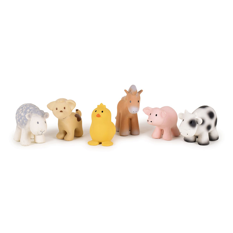 tikiri-mijn-1e-boerderij-diertje-groep Tikiri Naturkautschuk Rasseln - Hund - Bauernhof Tiere