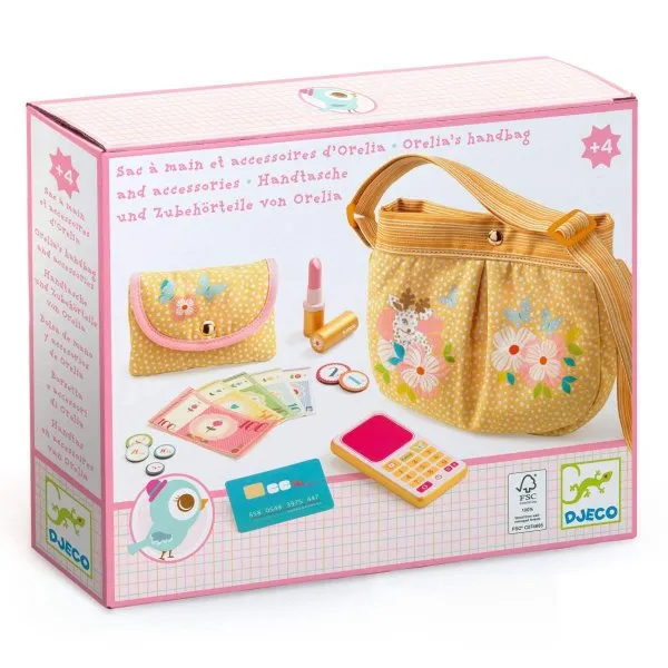 DJ05563_2 Djeco Orelia's Handtasche mit Geldbeutel, Handy Lippenstift, Kreditkarte & Geld