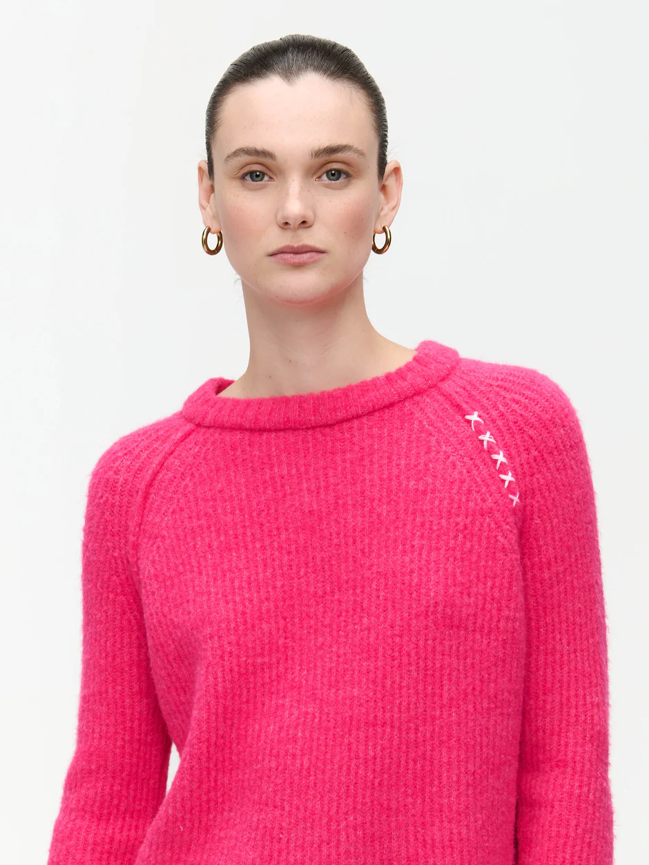 Jane Luschka Fucia Strickpulli Pullover in Pink mit Fransen - SALE