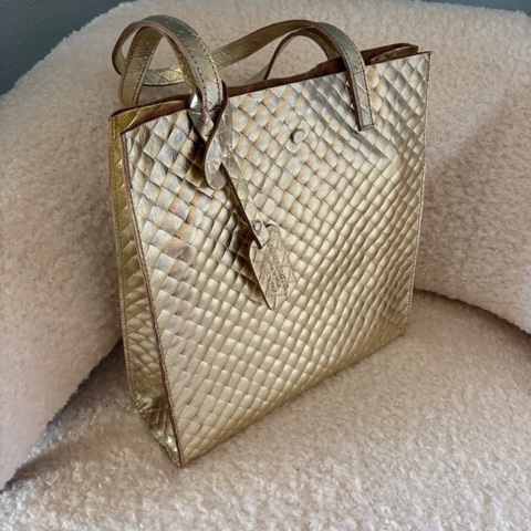 BFF Lattice Leder Shoppertasche in Metallic Rosegold