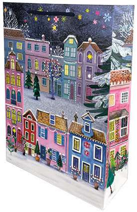 Edition Gollong Geschenktasche zu Weihnachtshäuser im Schnee - Large 