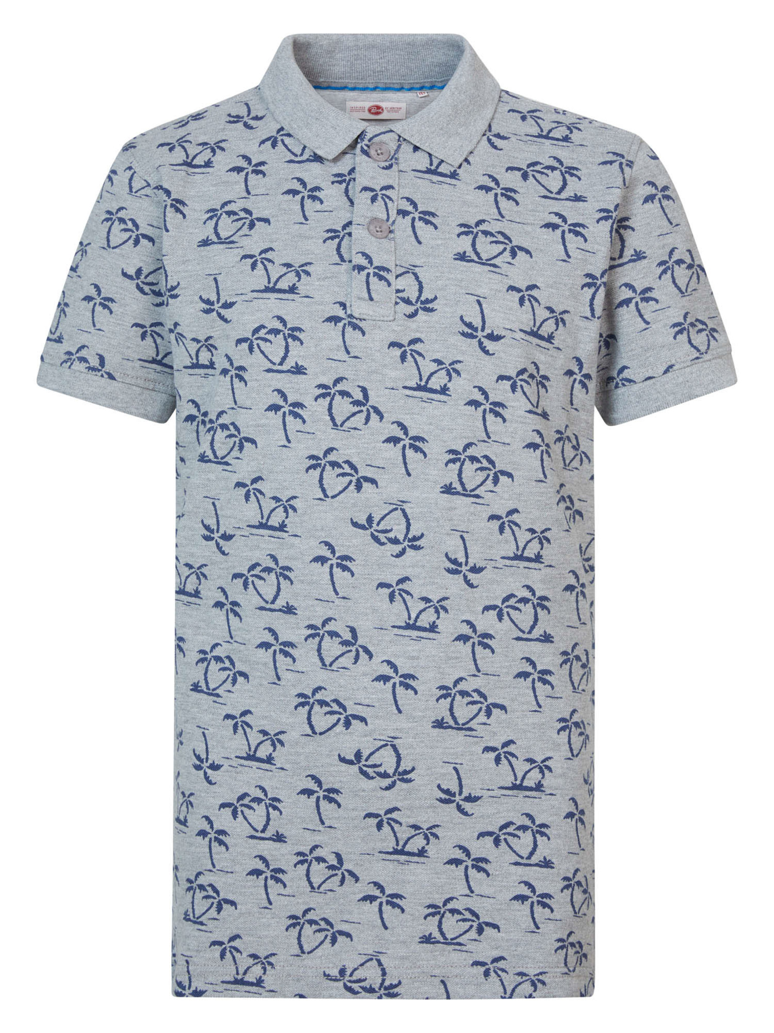 B-1030-POL928_9105_F Petrol Industries Jungs Kurzarm Polo Shirt in Grau - Palmen