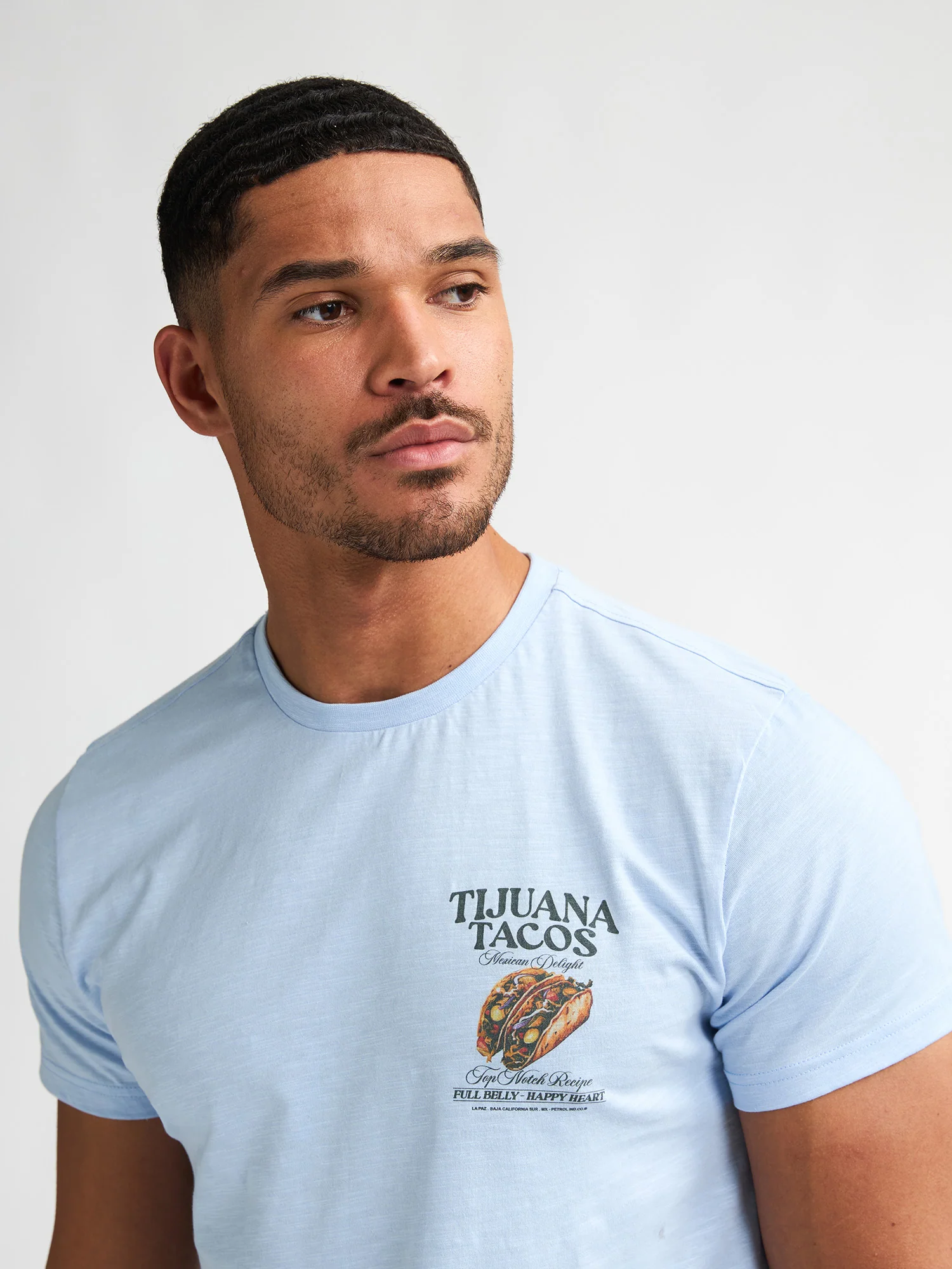 Petrol Industries Herren Kurzarm T-Shirt in Hellblau - Tijuana Tacos Petrol Industries Herren Kurzarm T-Shirt in Hellblau - Tijuana Tacos
