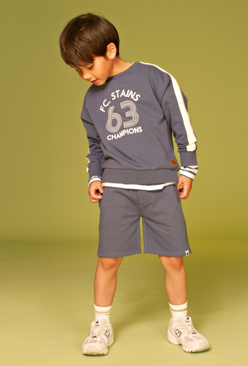 Babyface Stains & Stories Jungs Wide Leg Jog Short in Navy Blau