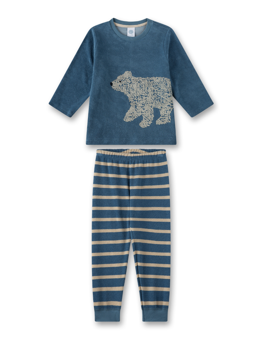 Sanetta Jungs Pyjama/Schlafanzug Frottee - Blau mit Eisbär