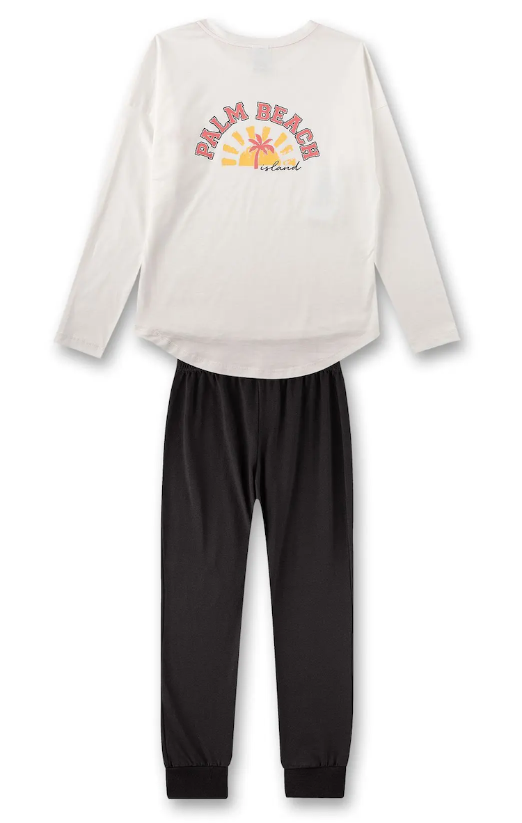 Sanetta Pyjama in Weiß/Grau - Palm Beach