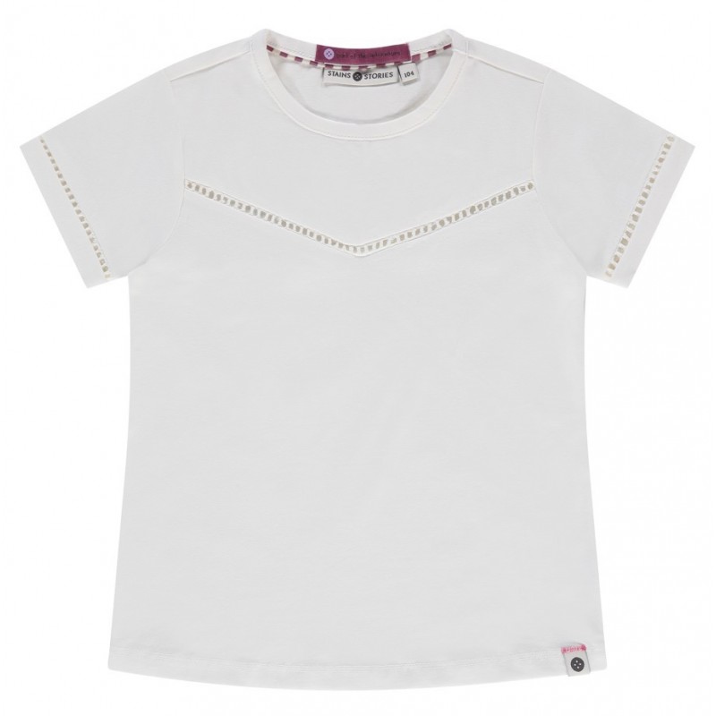 Babyface Stains & Stories Kurzarm T-Shirt mit Rüschen Ärmel in Creme Weiß