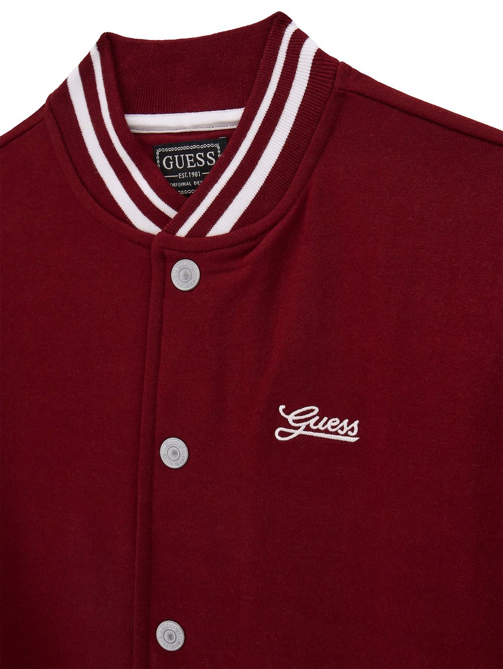 Guess Bestickte Bomberjacke College Jacke in Maroon Rot